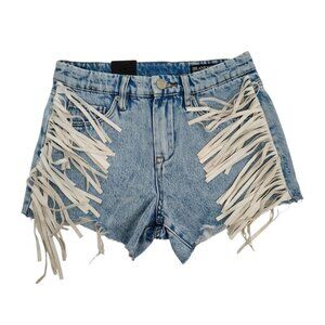 Blanknyc The Barrow Distressed Light Wash Denim Fringe Shorts Size 24, NWT.